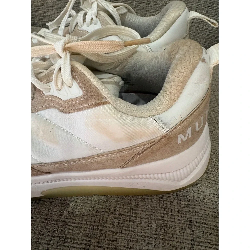 Municipal Origin Mens Sneakers Cream Tan Low Top Mesh Suede Trainers Sz 11.5